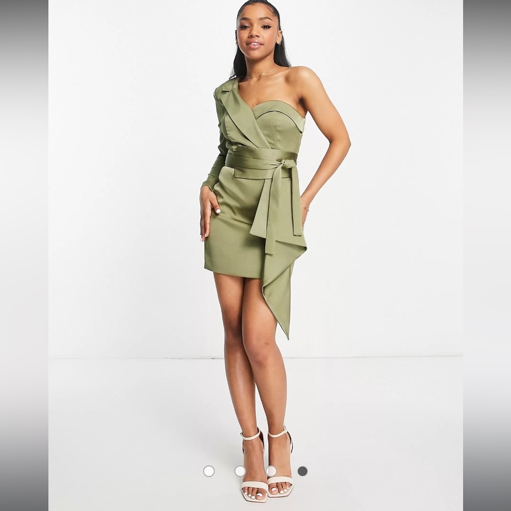 Lavish Alice satin mini blazer dress with waist belt